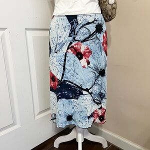 Y2K Blue and Red Floral Midi Skirt